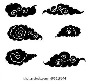 black cloud tattoo,chinese cloud isolate on white background