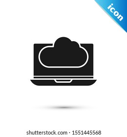 Black Cloud technology data transfer and storage icon isolated on white background.  Vector Illustration