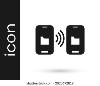 Black Cloud technology data transfer and storage icon isolated on white background.  Vector
