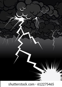 black cloud and thunderclap background vector