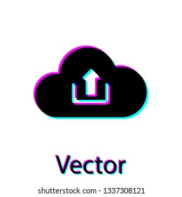 Black Cloud upload icon isolated on white background. Vector Illustration