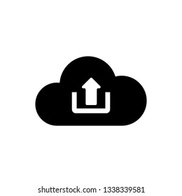 Black Cloud upload icon isolated on white background. Vector Illustration