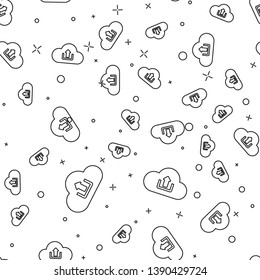 Black Cloud upload icon isolated seamless pattern on white background. Vector Illustration