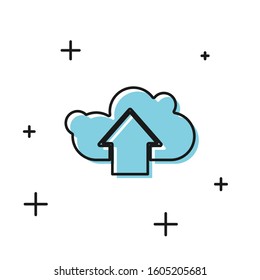 Black Cloud upload icon isolated on white background.  Vector Illustration
