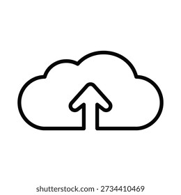 Nuvem negra com seta para cima linha seta upload nuvem símbolo design