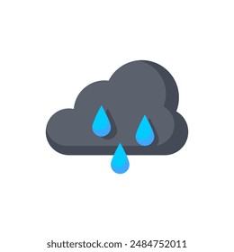 Black cloud vector icon with water droplets. Illustration of vector signs for rainy weather. On a blank background and can be edited again.