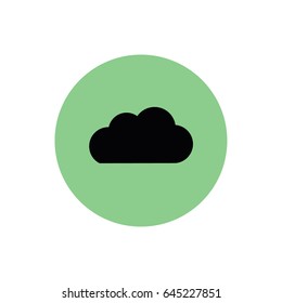 Black cloud vector icon. Weather forecast. Green button. Green circle