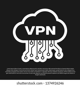 Black Cloud VPN interface icon isolated on black background. Software integration. Vector Illustration