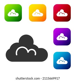 Black Cloud weather icon isolated on white background. Set icons in color square buttons. Vector