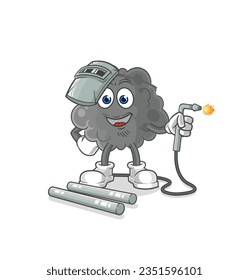 the black cloud welder mascot. cartoon vector