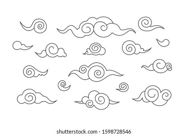 Black clouds (chinese and japanese style) vector set