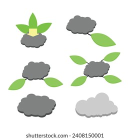Nubes negras debido a la contaminación y hojas verdes