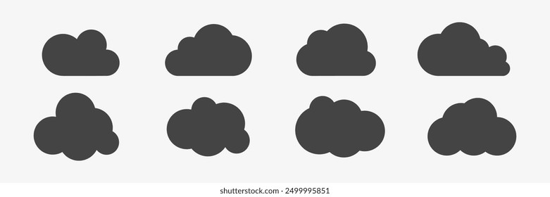 Black Clouds icon set. Cartoon shape element. Vector