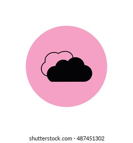 Black clouds icon vector. Pink button. Pink circle