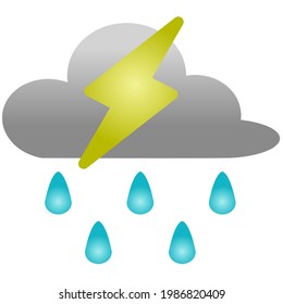 Black clouds with lightning and rain, design element for weather, rainy season.