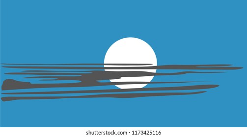 Black clouds from ubder sun on blue background, vector illustration