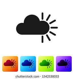 Black Cloudy icon isolated on white background. Set icons in color square buttons. Vector Illustration