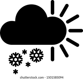 Black Cloudy with snow icon isolated on white background. Cloud with snowflakes. Single weather icon. Snowing sign.  Vector Illustration