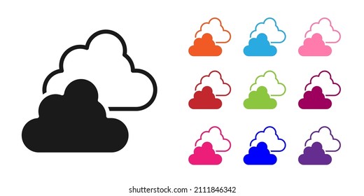 Black Cloudy weather icon isolated on white background. Set icons colorful. Vector