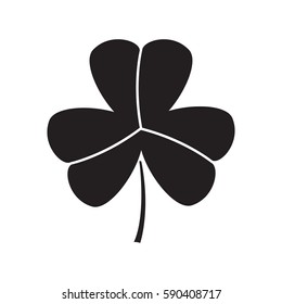 The black clover isolated on white with the streak lines on leaves vector illustration.