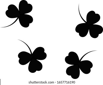 Black clover leaf illustartion . Symbol of St Patrick's Day  Irish lucky shamrock background.