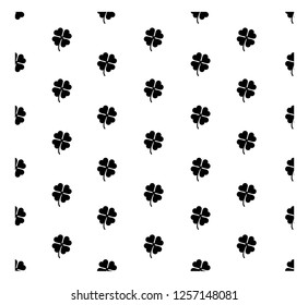 Black clover on white background. Black and white seamless pattern