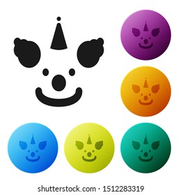 Black Clown head icon isolated on white background. Set icons colorful circle buttons. Vector Illustration