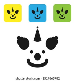 Black Clown head icon isolated on white background. Set icons colorful square buttons. Vector Illustration