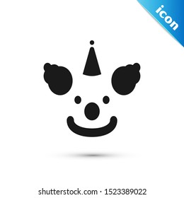 Black Clown head icon isolated on white background.  Vector Illustration