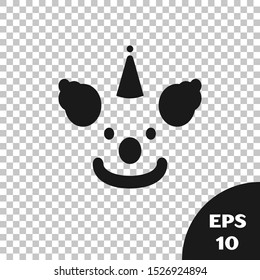 Black Clown head icon isolated on transparent background.  Vector Illustration