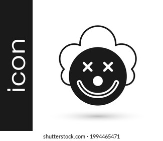 Black Clown head icon isolated on white background.  Vector
