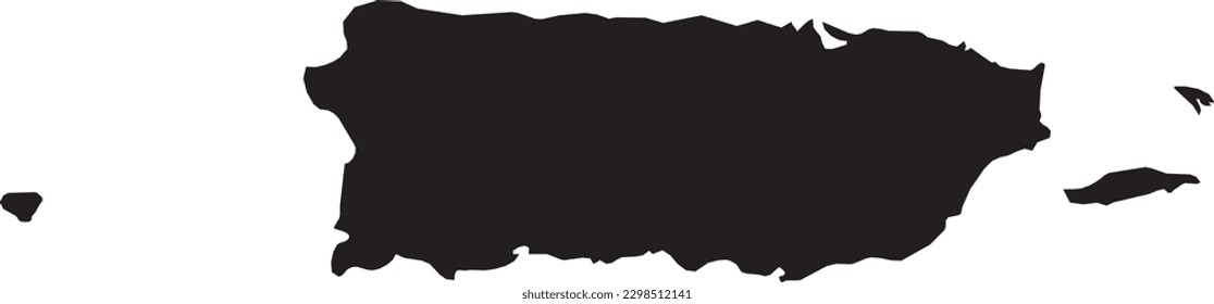 BLACK CMYK color detailed flat map of the federal territory of PUERTO RICO, UNITED STATES OF AMERICA on transparent background
