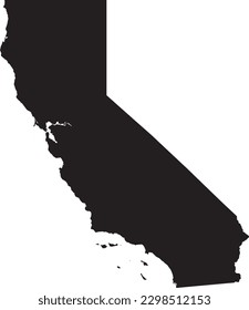 BLACK CMYK color detailed flat map of the federal state of CALIFORNIA, UNITED STATES OF AMERICA on transparent background