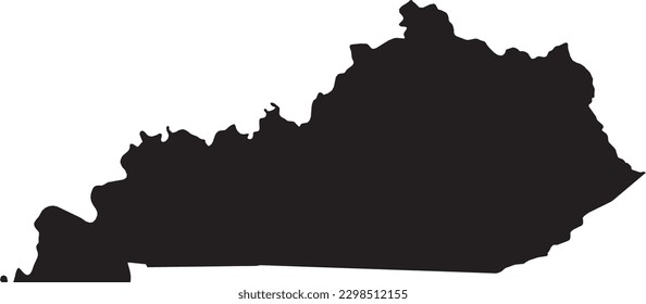 Mapa plano detallado en color CMYK NEGRO del estado federal de KENTUCKY, ESTADOS UNIDOS DE AMÉRICA sobre fondo transparente