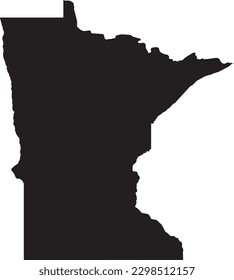 BLACK CMYK color detailed flat map of the federal state of MINNESOTA, UNITED STATES OF AMERICA on transparent background
