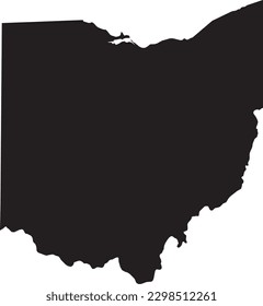 BLACK CMYK color detailed flat map of the federal state of OHIO, UNITED STATES OF AMERICA on transparent background