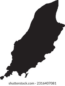 BLACK CMYK color detailed flat stencil map of the European country of ISLE OF MAN on transparent background