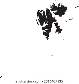BLACK CMYK color detailed flat stencil map of the European region of SVALBARD AND JAN MAYEN on transparent background