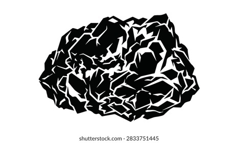 black coal lump graphic vector illustration cutout on transparent background for mining and energy industry design concepts
