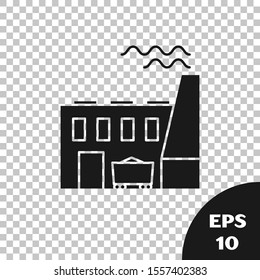 Black Coal power plant and factory icon isolated on transparent background. Energy industrial concept. Coal power station.  Vector Illustration