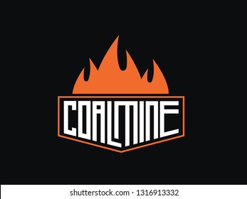 Black coal text logo with flames