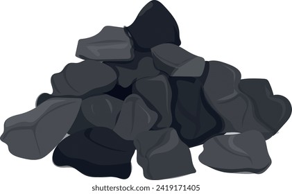 Schwarze Kohle, Vektorgrafik, Basaltgestein und Anthrazit, Kohlefleck