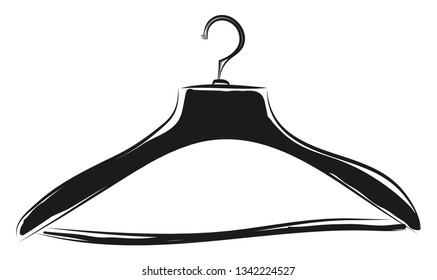 Black coat hanger sketch illustration color vector on white background