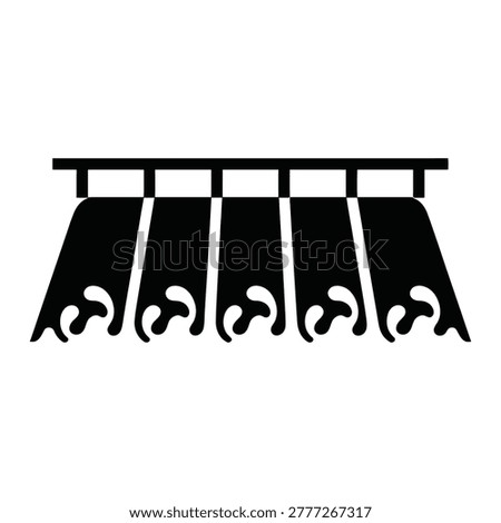 Black coat rack with five hooks hanging on wall