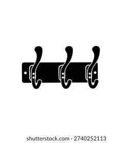 Black coat rack with three hooks wall