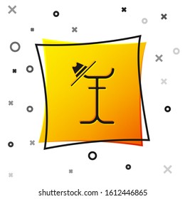 Black Coat stand icon isolated on white background. Yellow square button. Vector Illustration