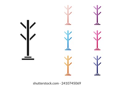 Black Coat stand icon isolated on white background. Set icons colorful. Vector