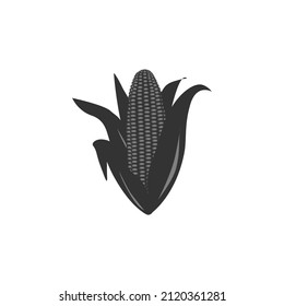 Black cob of corn.  Suitable for icon.