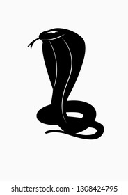 Black cobra silhouette snake. Isolated symbol or icon snake on white background. Abstract s