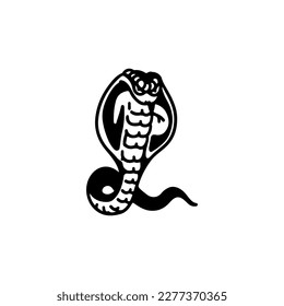 black cobra snake doodle illustration vector